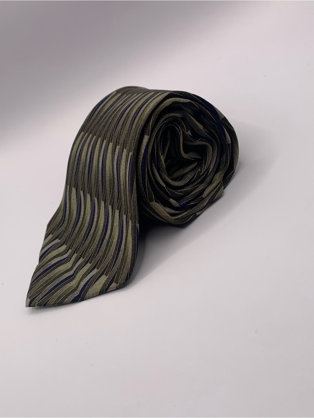Franco Fossi Olive and Navy Striped Men's Tie -Classic Woven formal Pattern-0147